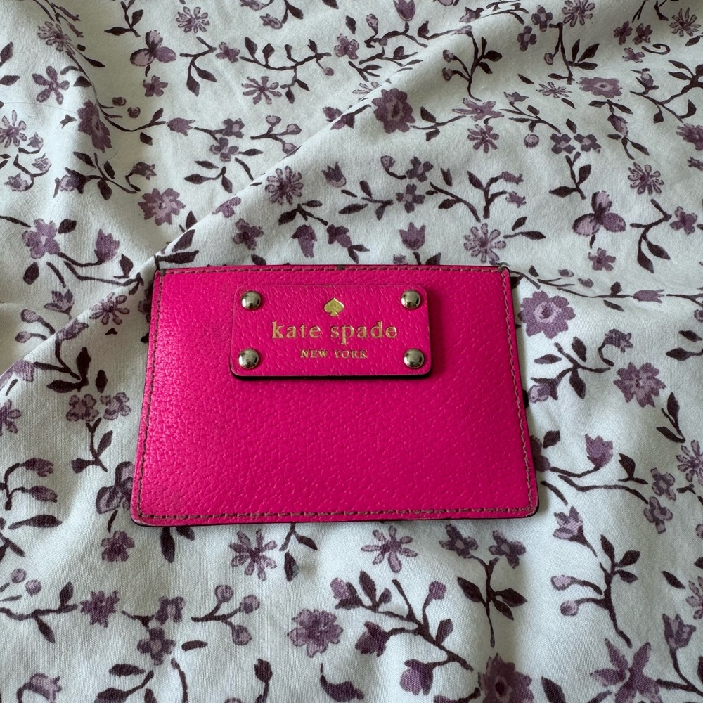 Kate Spade Fuchsia Card Case with Gold Accents